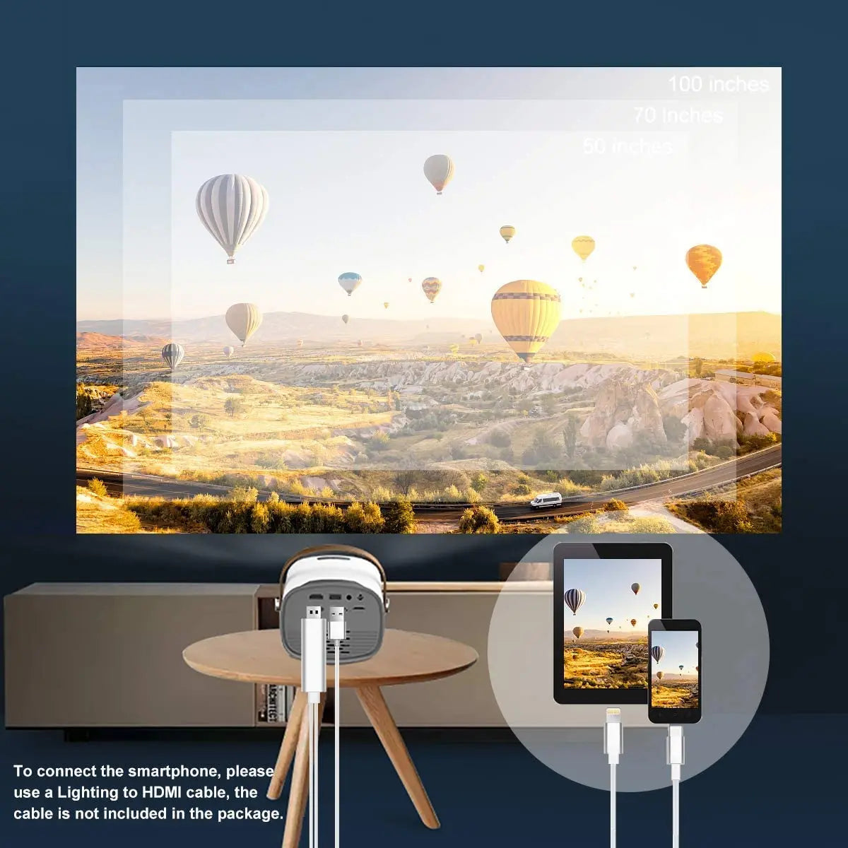 Mini Portable Projector 1080P Supported, Compatible with TV Stick, HDMI, USB, Micro SD, AV, Laptop Pattan Australia